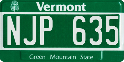 VT license plate NJP635
