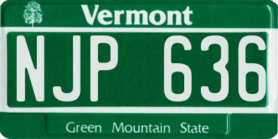 VT license plate NJP636