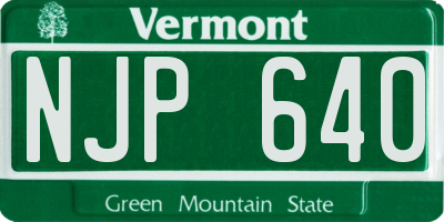 VT license plate NJP640