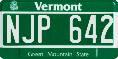 VT license plate NJP642