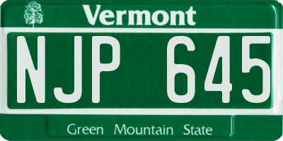 VT license plate NJP645