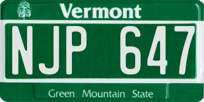 VT license plate NJP647