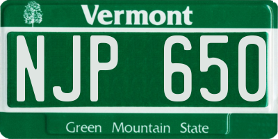 VT license plate NJP650