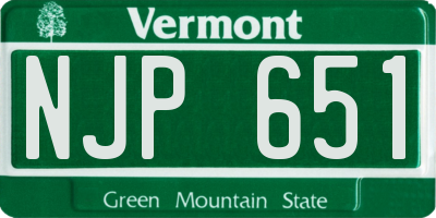VT license plate NJP651