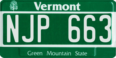 VT license plate NJP663