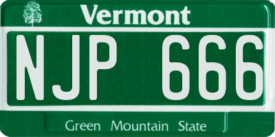 VT license plate NJP666