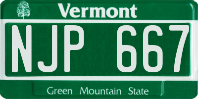 VT license plate NJP667