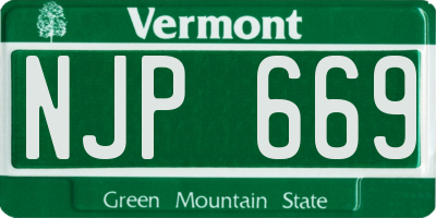 VT license plate NJP669