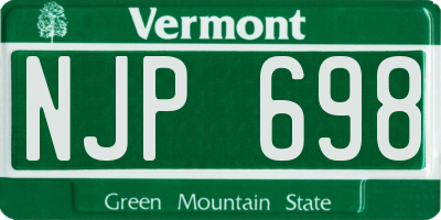 VT license plate NJP698
