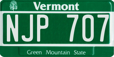 VT license plate NJP707