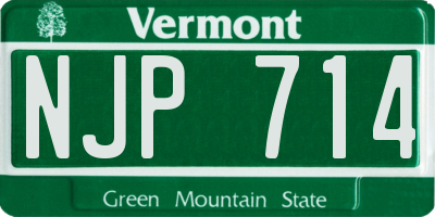 VT license plate NJP714