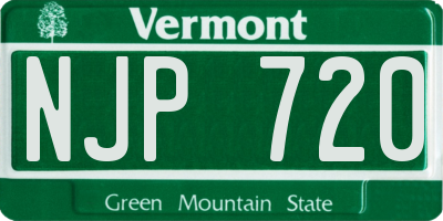 VT license plate NJP720