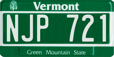 VT license plate NJP721