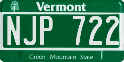 VT license plate NJP722