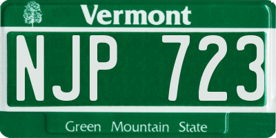 VT license plate NJP723