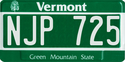 VT license plate NJP725