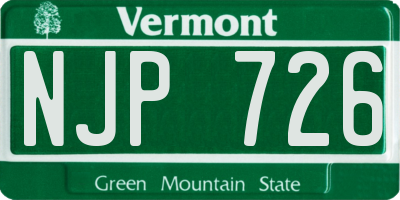 VT license plate NJP726