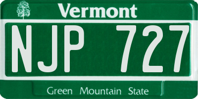 VT license plate NJP727
