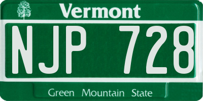VT license plate NJP728
