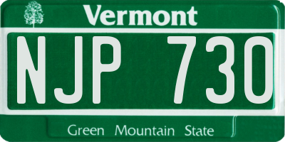 VT license plate NJP730