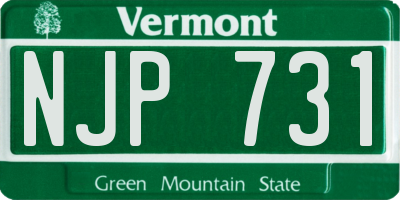VT license plate NJP731