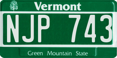 VT license plate NJP743