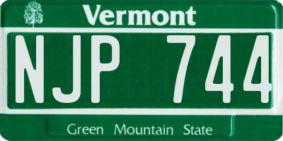 VT license plate NJP744