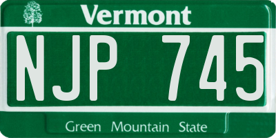 VT license plate NJP745