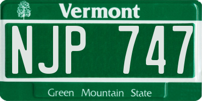 VT license plate NJP747