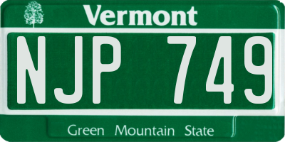 VT license plate NJP749