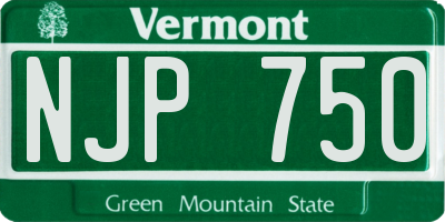 VT license plate NJP750