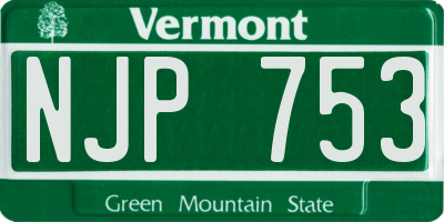 VT license plate NJP753