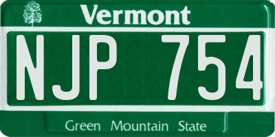 VT license plate NJP754