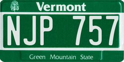 VT license plate NJP757