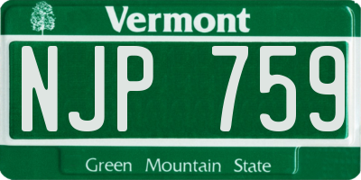 VT license plate NJP759