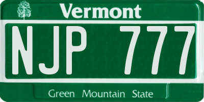 VT license plate NJP777