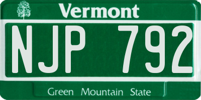 VT license plate NJP792