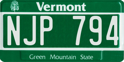 VT license plate NJP794