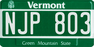 VT license plate NJP803