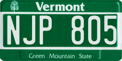 VT license plate NJP805