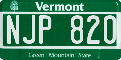 VT license plate NJP820