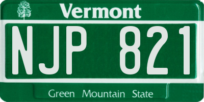 VT license plate NJP821