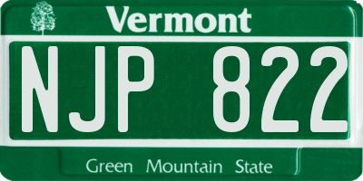 VT license plate NJP822