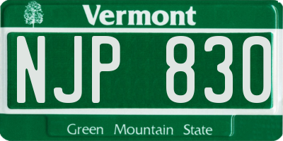VT license plate NJP830