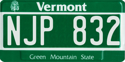 VT license plate NJP832