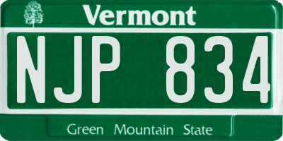 VT license plate NJP834