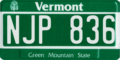 VT license plate NJP836