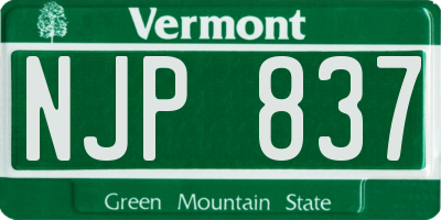 VT license plate NJP837