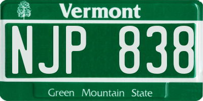VT license plate NJP838