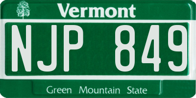 VT license plate NJP849